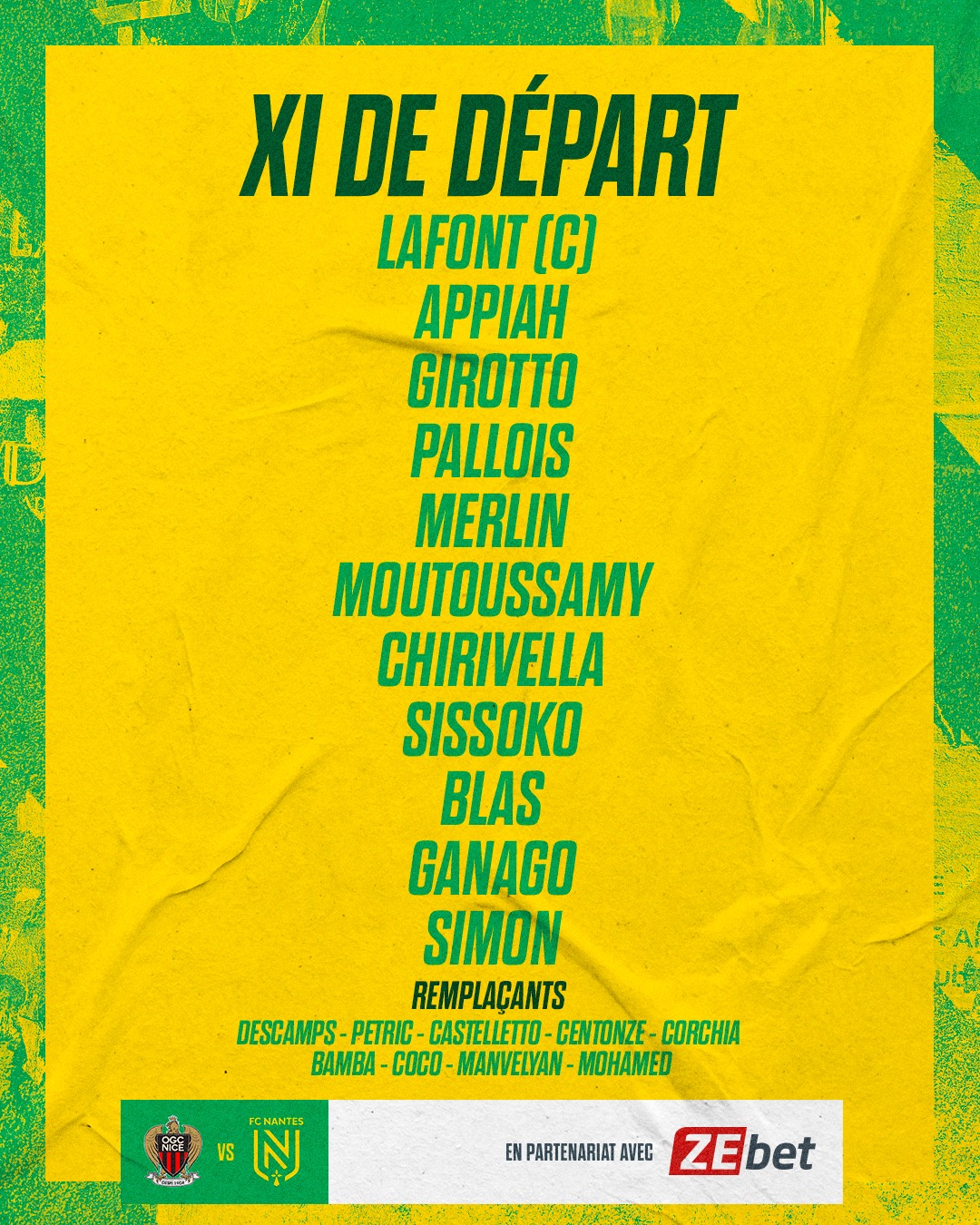 Fc Nantes Ogc Nice Fc Nantes La Composition Nantaise